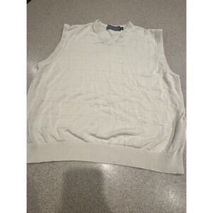 Paul Fredrick Sweater Vest L Cream 100% Silk   Blend Pullover V-Neck Textured